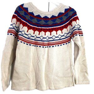 Avorwe wool blend sweater Fair Isle Ski Winter Ivory Red Blue Turkey Sz:42 ( S)